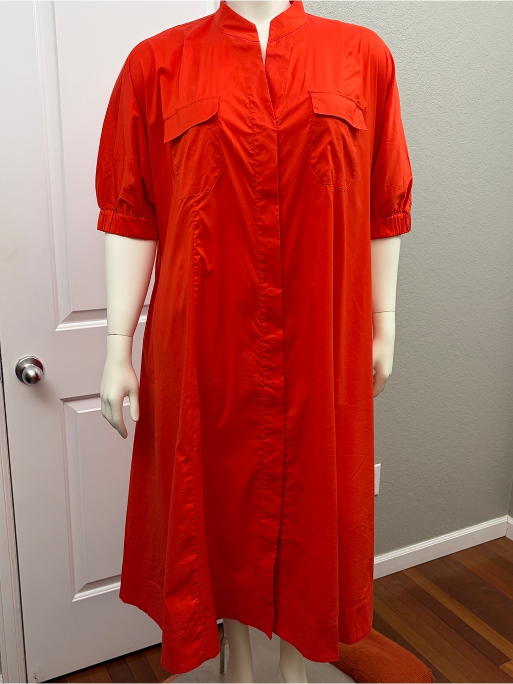 Marina Rinaldi Bright Red Cotton Shirt Dress - Size 18/20